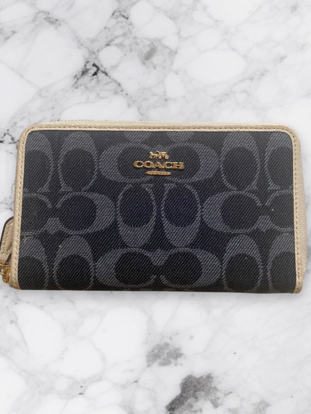 Authentic Coach Medium Denim Signature Wallet